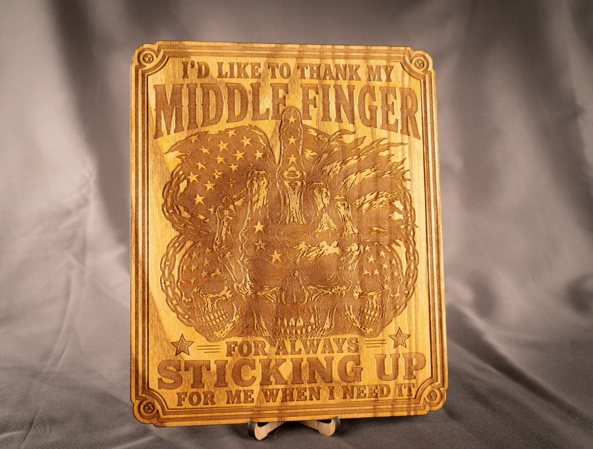 Skilt | "Middlefinger S&S" | Ask